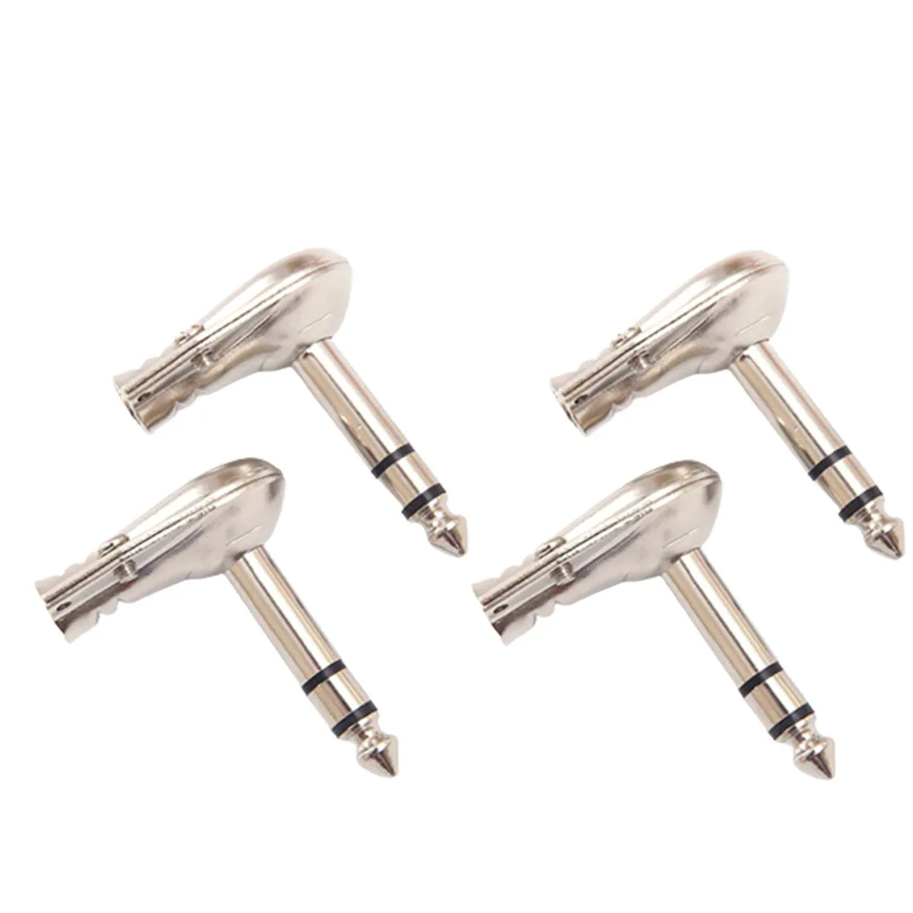 

4Pcs 6.35mm 1/4 Inch Stereo TRS Right Angle Guitar Plug Flat Male Audio Connector Right Angle Jack Connectors For Microphones