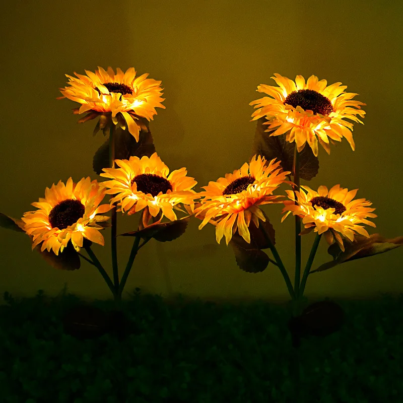 

2pcs 1-4 Heads LED Solar Garden Lights Outdoor Sunflower Street Garland Solar Lamps for Lawn Porch Balcony Fence Light Decor