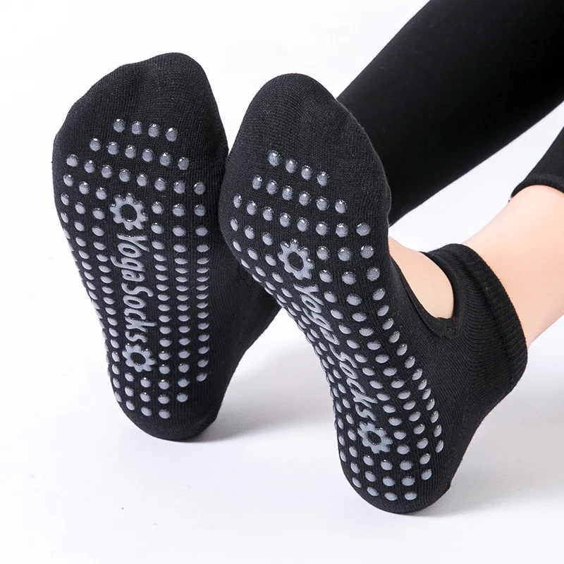 Women Breathable Yoga Socks Silicone Non-Slip Bandage Pilates Sock Ladies Ballet Dance Fitness Workout Cotton Socks 5 Pairs