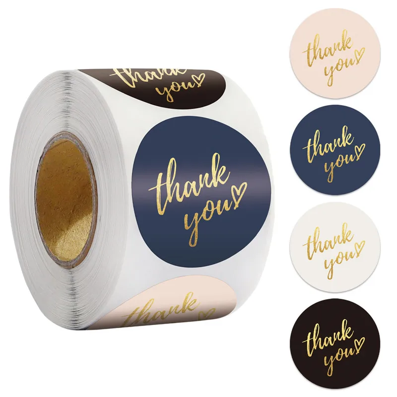 

500pcs Round Labels Thank You Kraft Paper Packaging Sticker for Candy Dragee Gift Box Packing Bag Wedding Flower Thanks Stickers