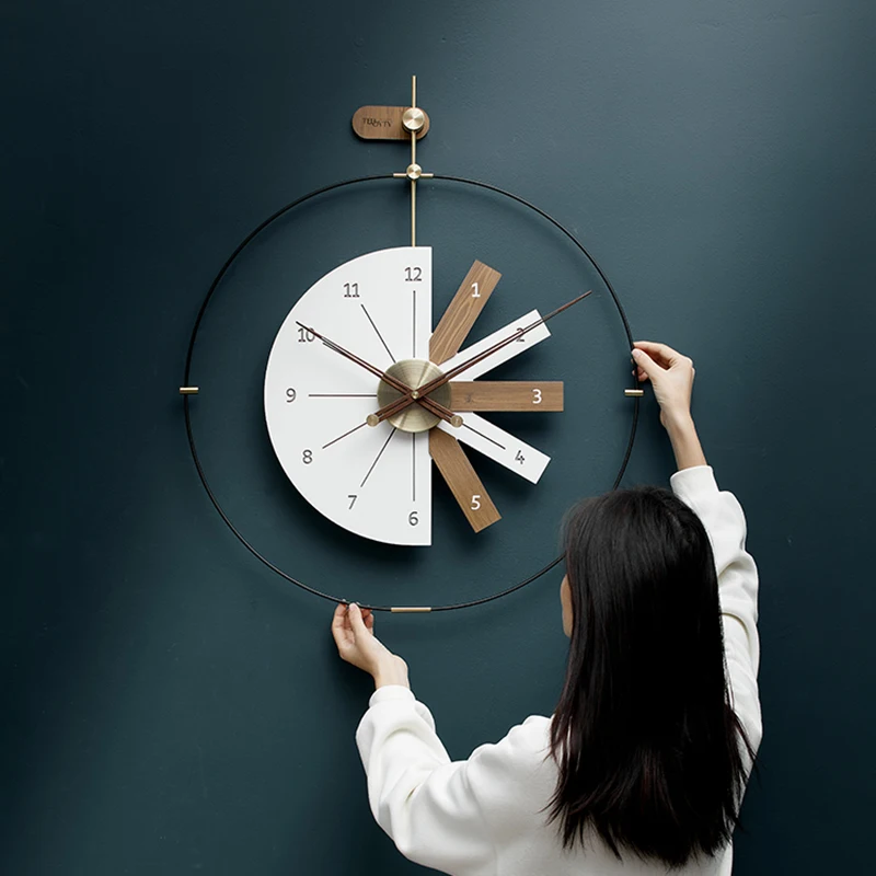

Механические большие настенные часы, украшенные необычными настенными часами, современный дизайн, деревянные настенные часы, мебель для го...