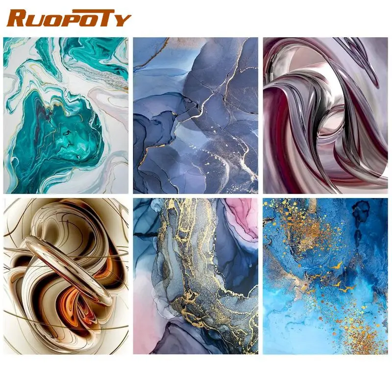 

RUOPOTY Abstract Painting By Numbers Colorful DIY Room Wall Art Pictures By Number handpaited For Adults Home Decoration