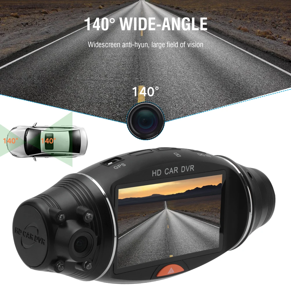 

R310 2.7 Inch Dual Lens HD Car DVR Camera GPS IR 140 Degree Night Vision Rear View Auto Car Camera G-sensor Car Camera Recorder