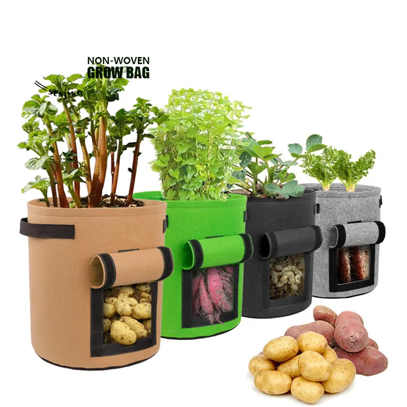 

Plant Potato Grow Bags Nonwoven Garden Potato Planting Pot Greenhouse Outdoor Vegetable Planter Growing Bags Gardening Tools