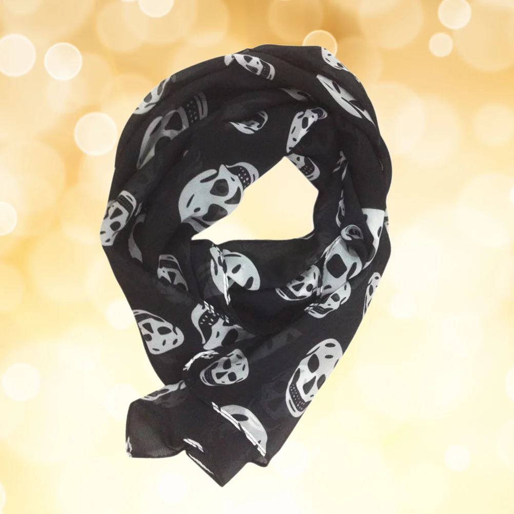 Шарфы шейный шарф для женщин шифоновая шаль трехцветный с длинной черепом