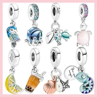 925 silver charms fish sea turtle octopus beads shell chameleon charm fit original pandora bracelet jewelry making women gift
