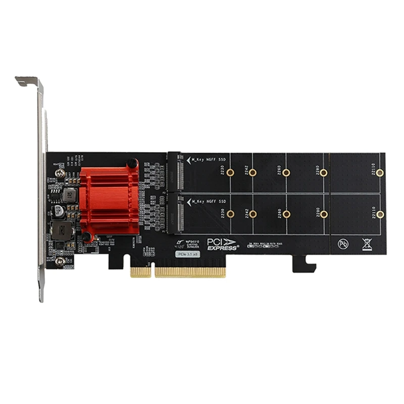

PCIE3.1 X8 до Dual M.2 карта расширения жесткого диска ASM1812 чип поддерживает протокол NVME карта адаптера полной скорости