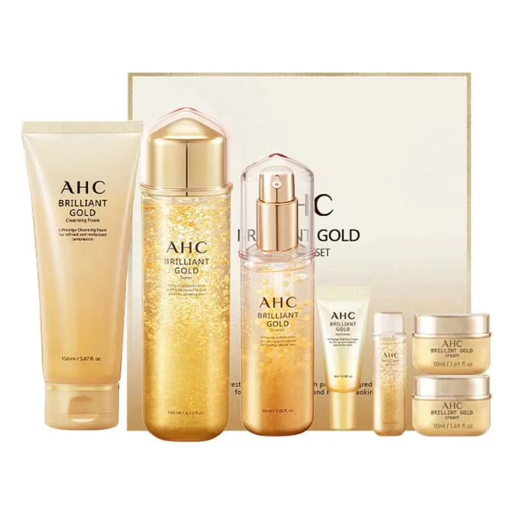 

Korea AHC Brilliant Gold Skin Care Set Snail Hyaluronic Acid 24K Essence Set Hydration Moisturizing Anti-wrinkle Firming Product