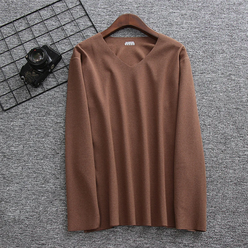 Winter Autumn Thermal Underwear Top Mens Seamless Thicken Keep Warm Underwear V-Neck Thermo Pullover Male Thermal Shirt Clothing