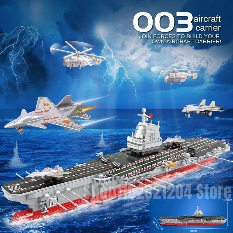 

Military Navy Aircraft Carriers Building Blocks 003 Model City WW2 Warship Missile Cruiser Figures Bricks Toys for Kids Gifts