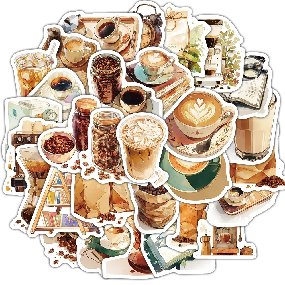 

30 шт. водостойких стикеров PickJoy с кофейной тематикой