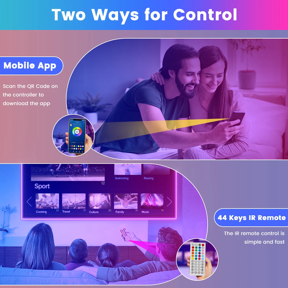 Светодиодная лента RGB 5050 5-30 м светодиодные лампы для комнаты с Bluetooth украшения