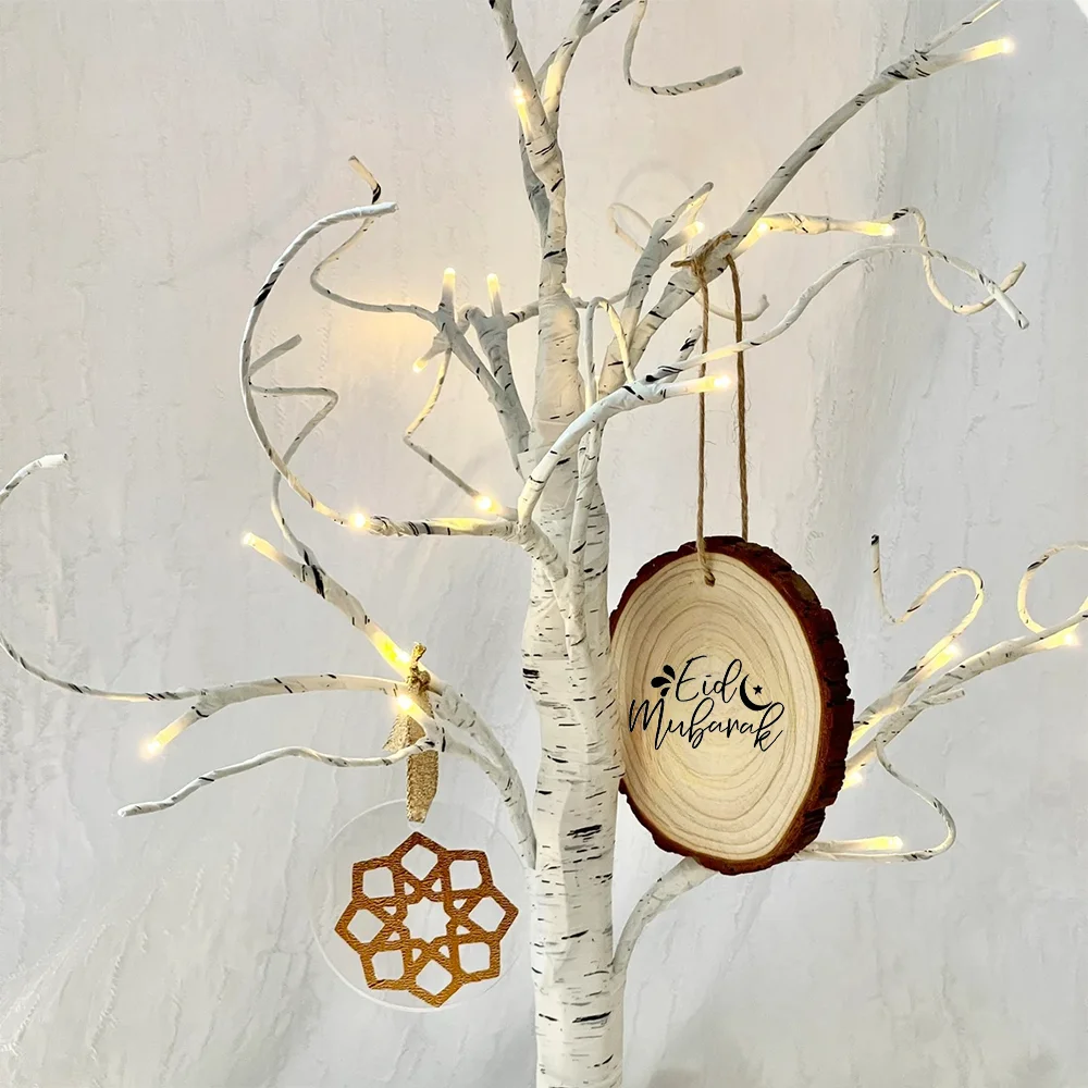 2025 Ид Рамадан круглый деревянный орнамент для аль-Адха Iftar Мубарак украшение
