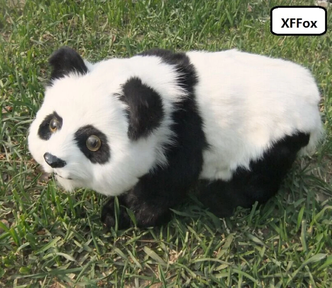 Большая реалистичная модель панды из пластика и пуха черно-белая панда украшение