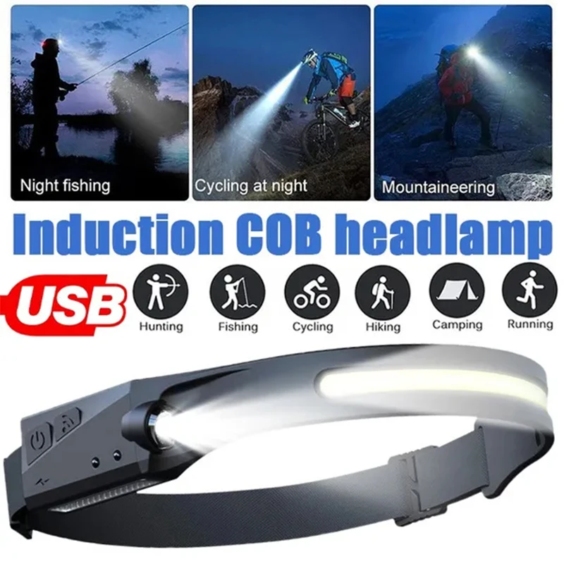 Headlamp Rechargeable USB Super Bright Headlamp Flashlight Waterproof Headlights for Hunting Camping