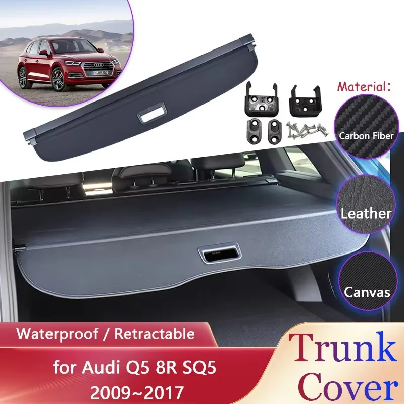 Фото YUNV Защитная шторка для багажника Audi Q5 8R SQ5 2009-2017, выдвижная шторка для конфиденциальности, аксессуар для хранения в багажнике. №2