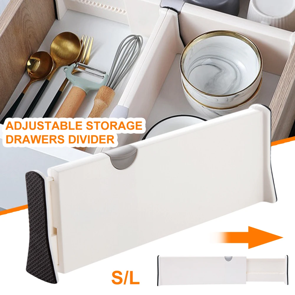 

Adjustable Drawer Dividers Retractable Plastic Drawer Partition Organizers Home Storage Clapboard For Kitchen Bathroom Shelf