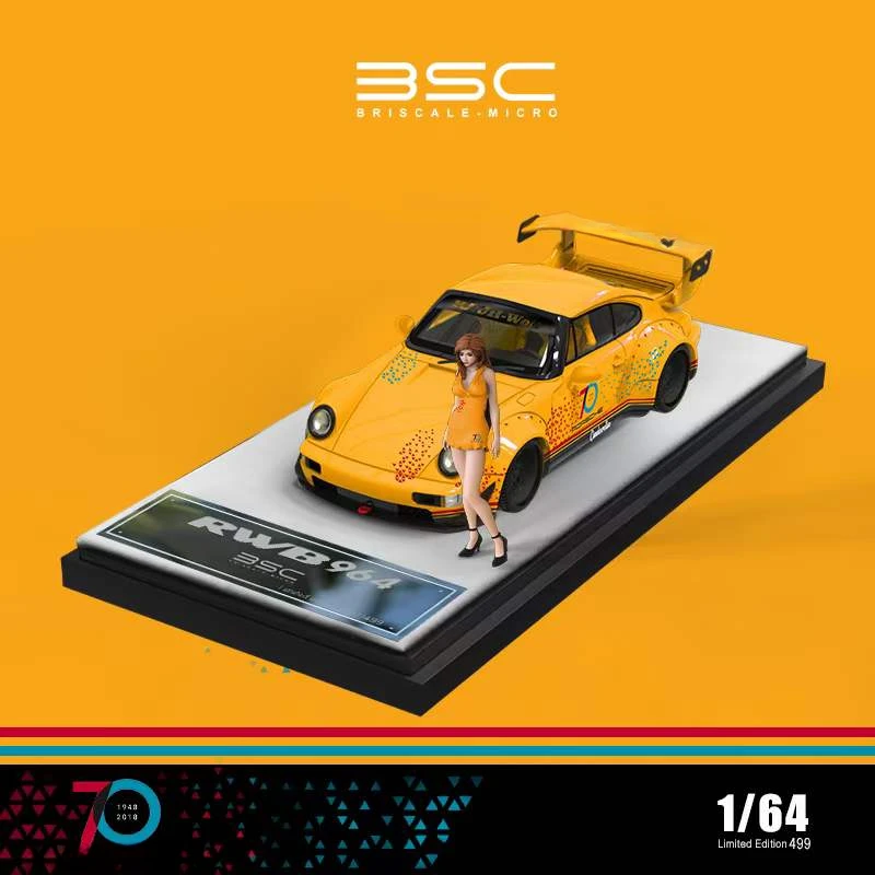 Отлитый под давлением модельный автомобиль BSC 1:64 RWB 70-е юбилейное издание