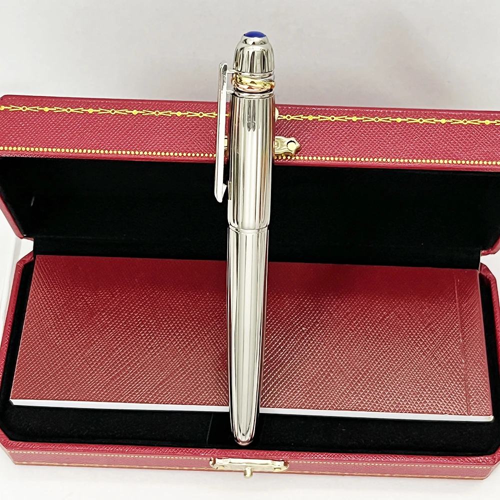 

YAMALANG Luxury Brand Classic Metal Signature Pen Silver With Blue Drill Ballpoint Comfortable Writing Stationery