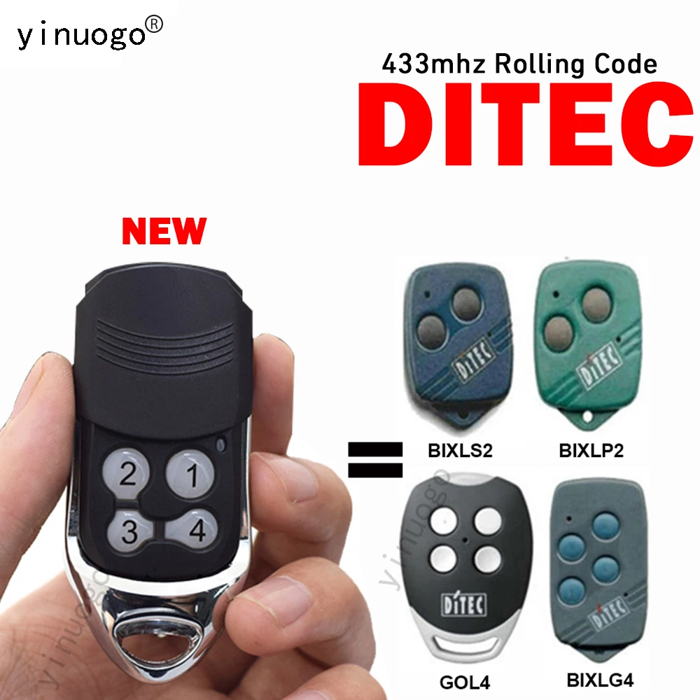 

DITEC Remote Control DITEC GOL4 BIXLS2 BIXLP2 BIXLG4 Garage Door Remote Control Command Gate Opener Keychain 433MHz Rolling Code