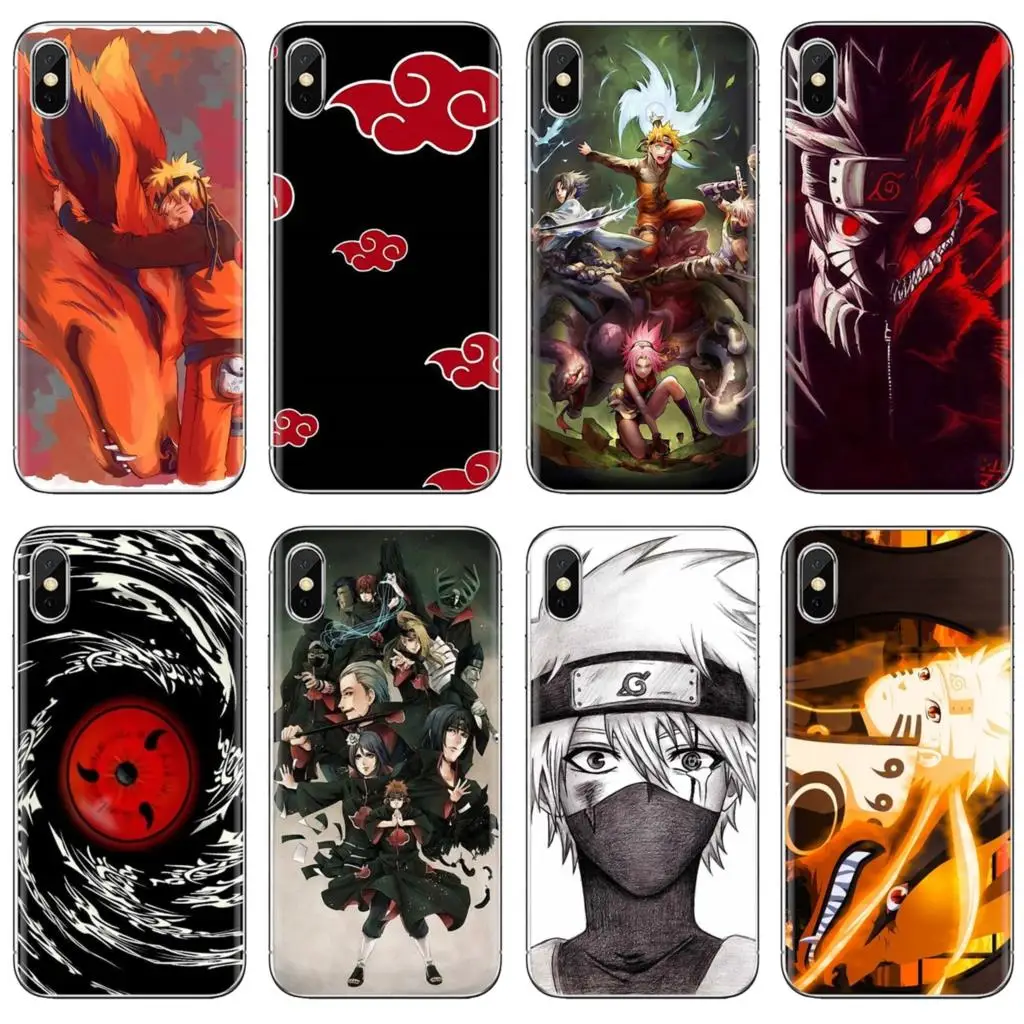 

For iPhone 10 11 12 13 Mini Pro 4S 5S SE 5C 6 6S 7 8 X XR XS Plus Max 2020 Naruto Uzumaki Clan Cloud Transparent TPU Skin Cover