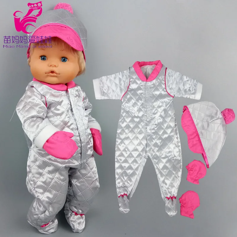 

40cm Nenuco Doll Down Coat Fit Baby Doll Ropa Y Su Hermanita 16 Inch Doll Silver Ski Rompers