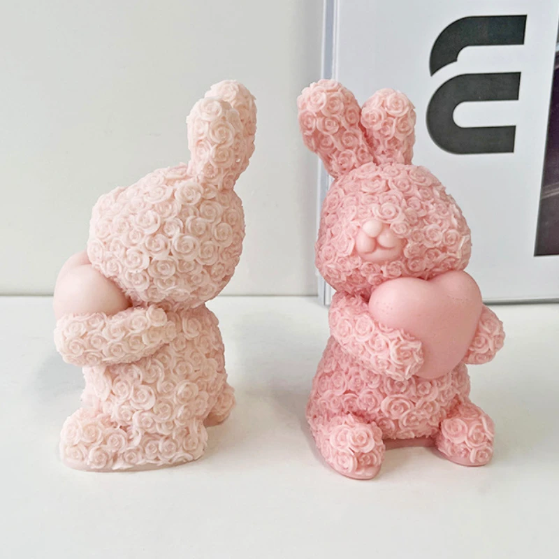 

Silicone Molds,3D Rose Rabbit Shaped Candle Making Mould,DIY Resin Crafts Mold Handmade Candle Soap Clay Cake Topper Decorations