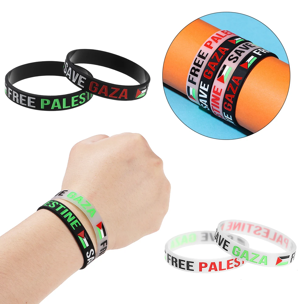 

Gifts Sports Bright Color Outdoor Silicone Wrist Band Free Palestinian Wristband Palestine Flag Bracelet Save Gaza