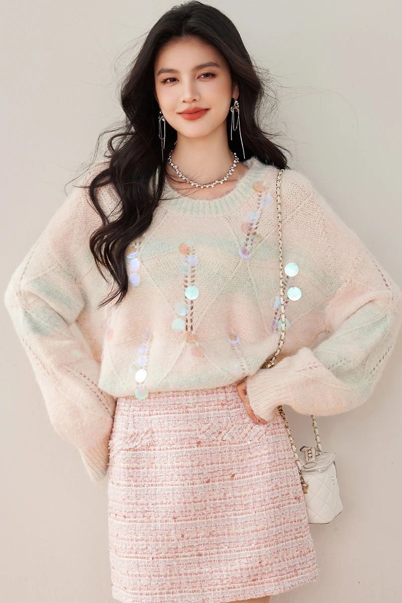 Новинка 2024 осенне-зимний женский свободный пуловер свитер высокого качества