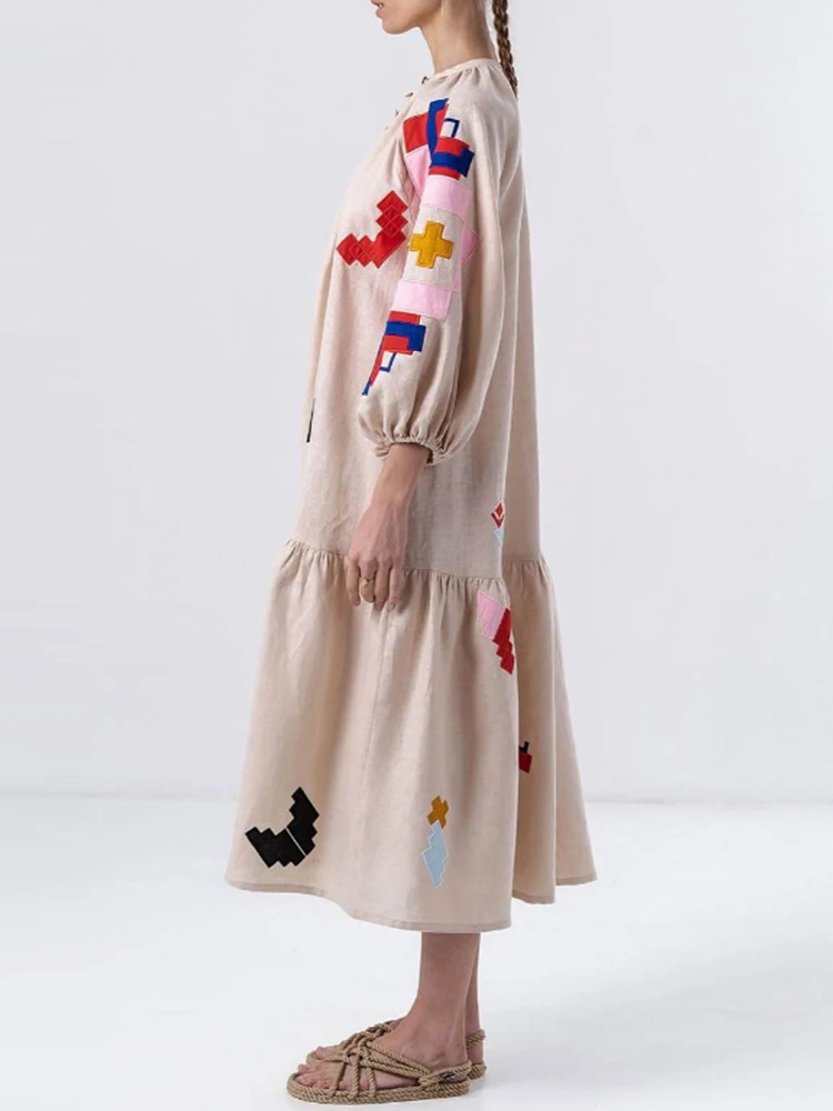 UCXQ Элегантное женское платье в европейском стиле с длинным рукавом и