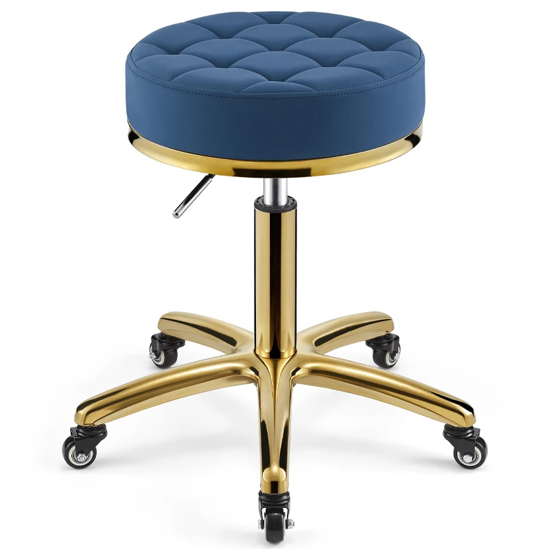 Rotating Lifting Round Golden Stainless Chairs Hair Cutting Stool Salon Equipment