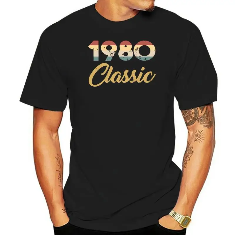 

Подарок на 40-й день рождения для мужчин и женщин 1980, классические женские футболки на годовщину рождения, Семейные футболки 80-х годов