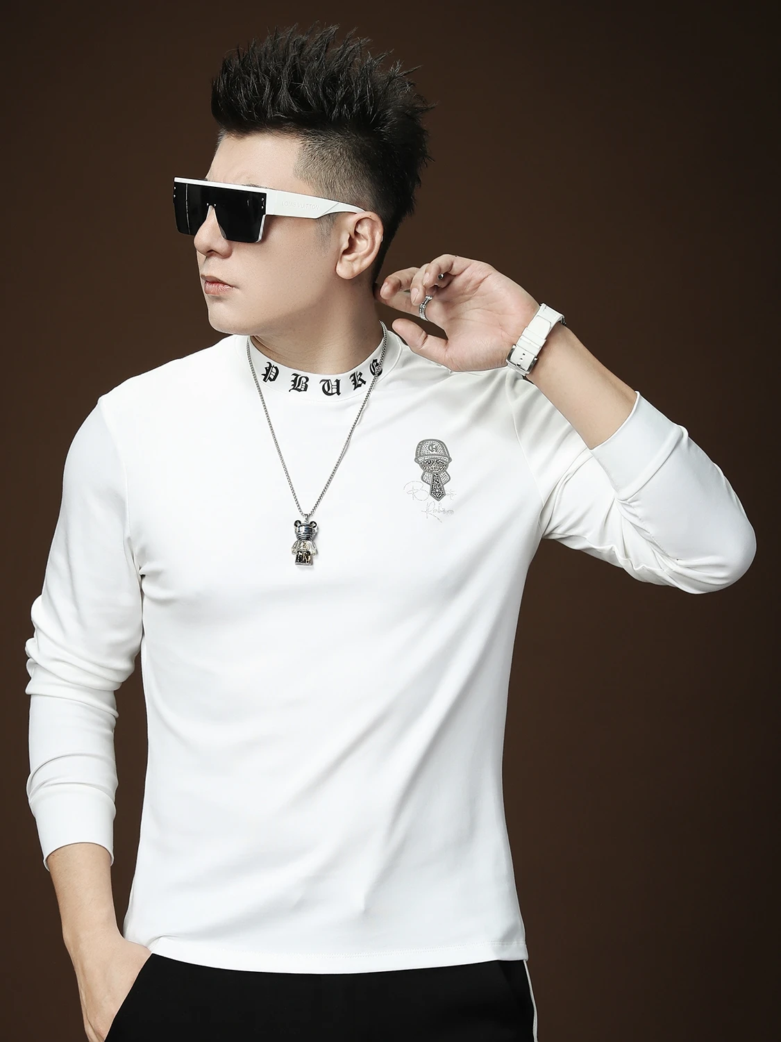 Ozhouzhan мужская рубашка с длинными рукавами осень 2023 новая модная брендовая