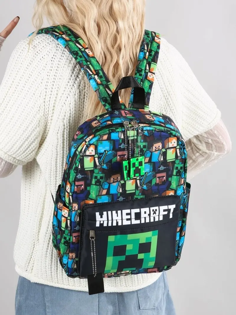 Фото Рюкзак Minecraft с граффити-принтом, легкий школьный рюкзак, повседневная дорожная сумка для мужчин и молодых людей, для использования на открытом воздухе и в колледже №4