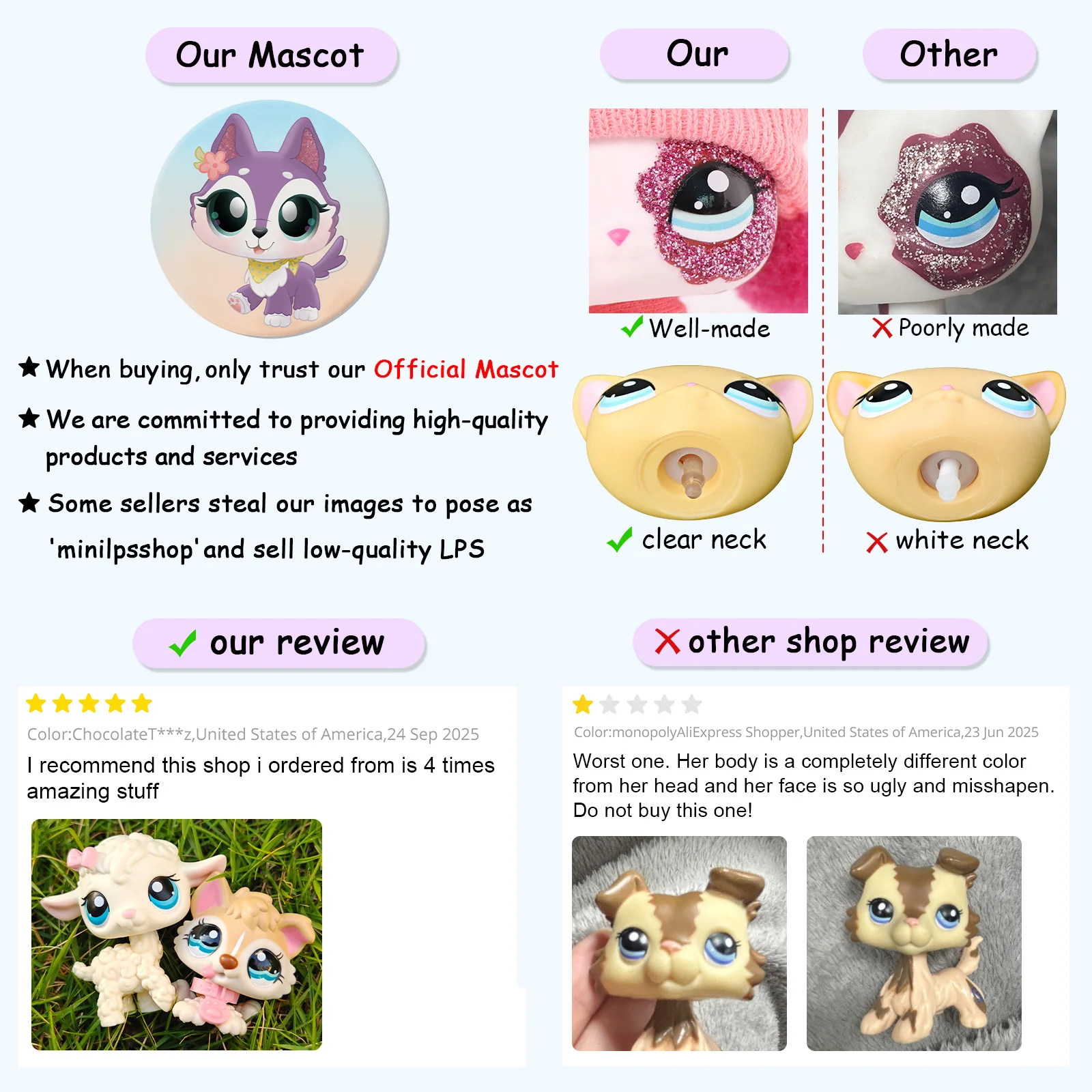 Набор из 5 фигурок Minilpsshop: игрушки-бобблхеды (чихуахуа, персидская кошка, такса, хаски, щенок, грейт-дэн) – подарки и коллекционные предметы для LPS (art.: 3920daecaf01b) - 3920daecaf01b