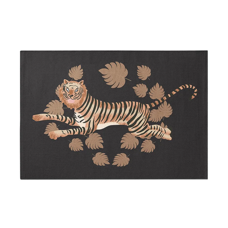 

Running tiger animal motif, fabric tablecloth, heat insulation mat, printed dining table, bowl pad, tea mat