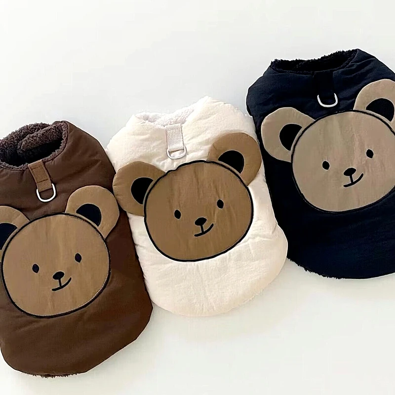 

Bear Pattern Pet Cotton Coat Autumn and Winter Teddy Down Jacket Warmer than Bear Clothing Puppy Cartoon Clothing