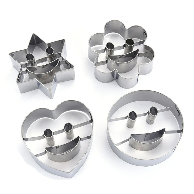

3D Cartoon Fondant Cake Mold Biscuit Smiley Theme Shape Food-Grade Stainless Steel Kids Gift for Baking Lover Kitchen