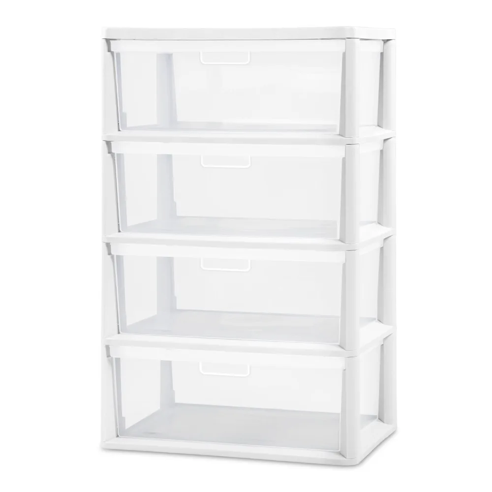 

Sterilite Wide 4 Drawer Tower White,15.62 x 21.00 x 33.25 Inches
