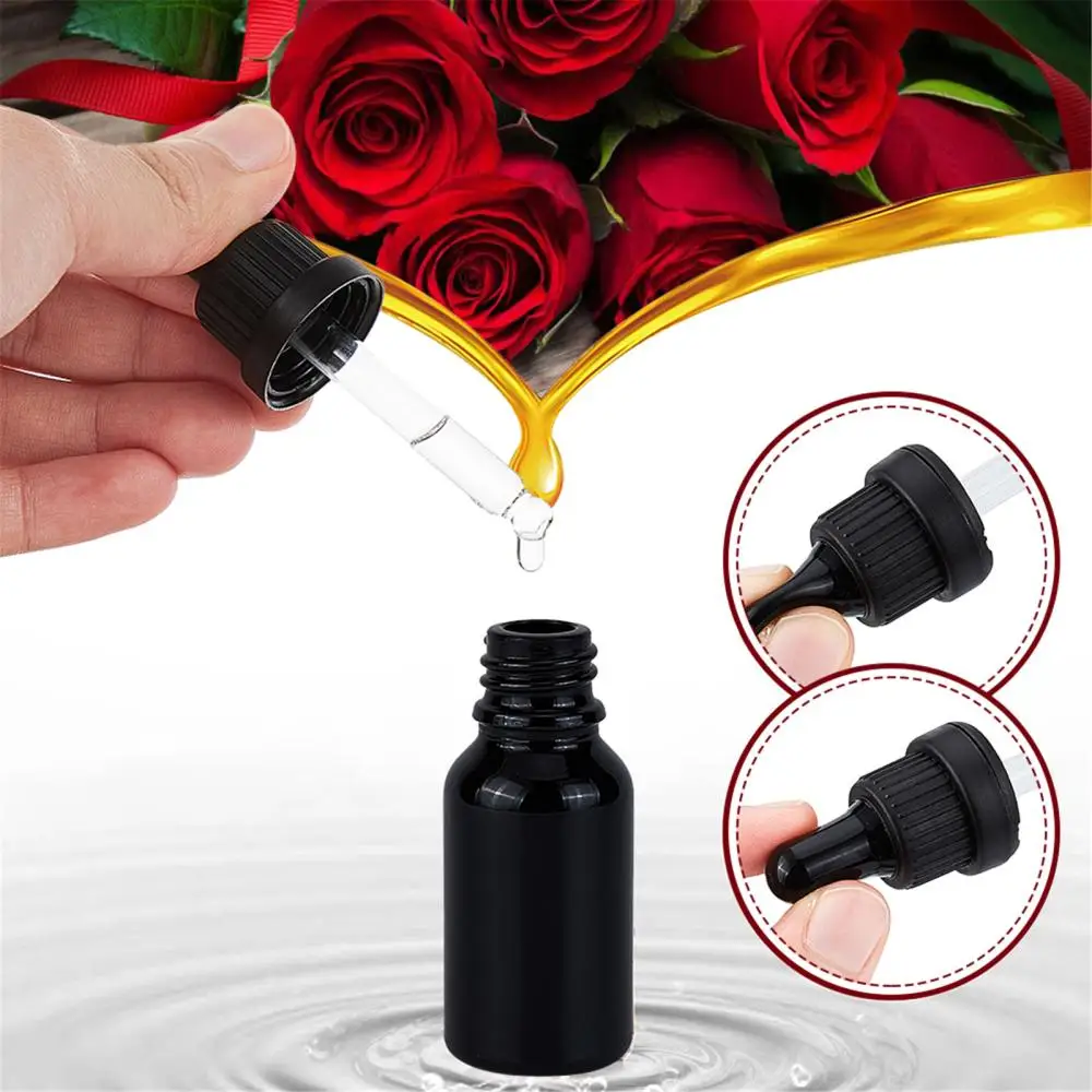15ml Amber Glass Bottles Empty Essential Oil Refillable Bottle with Funnel Dropper Sticker Labels DIY Vials Portable Travel Set