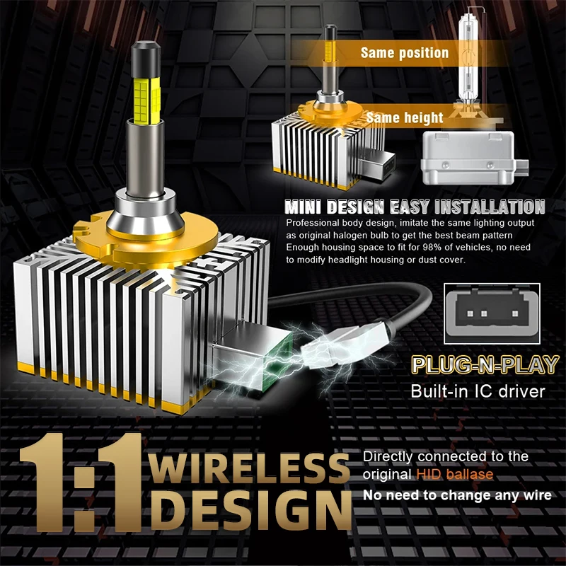 D1S D3S D2S D4S 360 светодиодные автомобильные фары HID ксеноновые 1:1 лампы CSP комплект