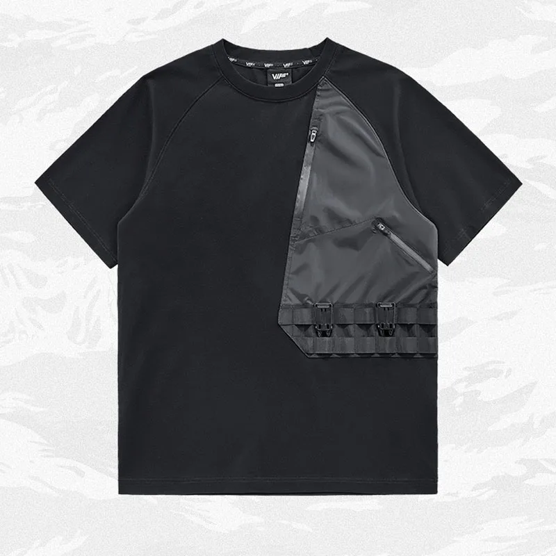 

High Street Mechanical Cargo Black T-shirt Black Short Sleeves Tachwear Streetwear Top Tees Cotton