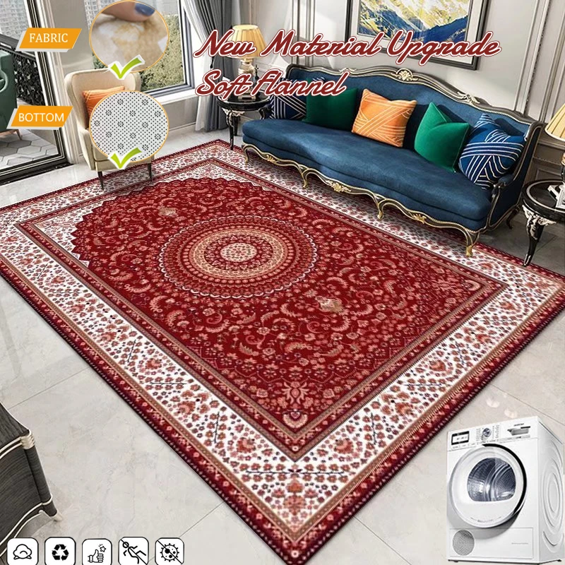 

Vintage Persian Rugs Carpets for Living Room Sofa Ethnic Style Luxury Floor Mats Bedroom Decor Bedside Rug Non Slip Mat Washable