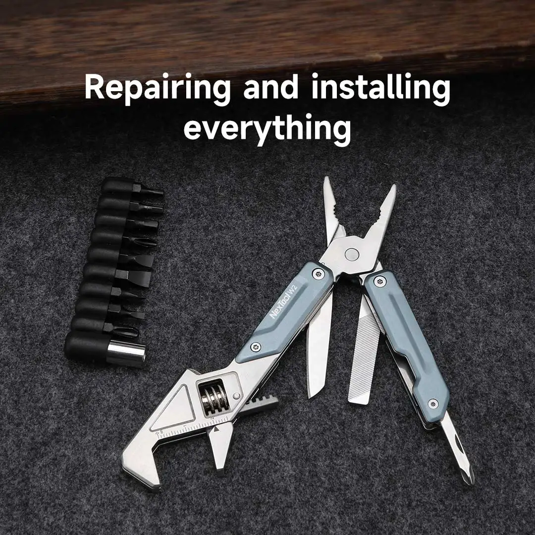 Фото NexTool легкий гаечный ключ W2 многофункциональный инструмент 8 в 1, плоскогубцы для складки, многофункциональный гаечный ключ, отвертка, ручной инструмент EDC для кемпинга на открытом воздухе №3