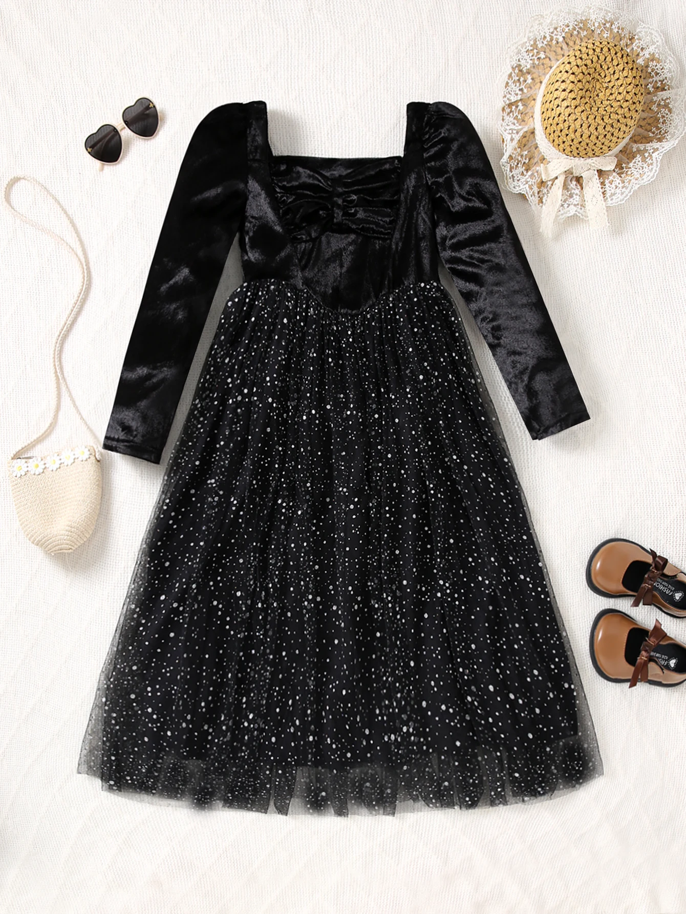 Осеннее Облегающее Платье Для Девочек С Квадратным Вырезом И Длинными Рукавами