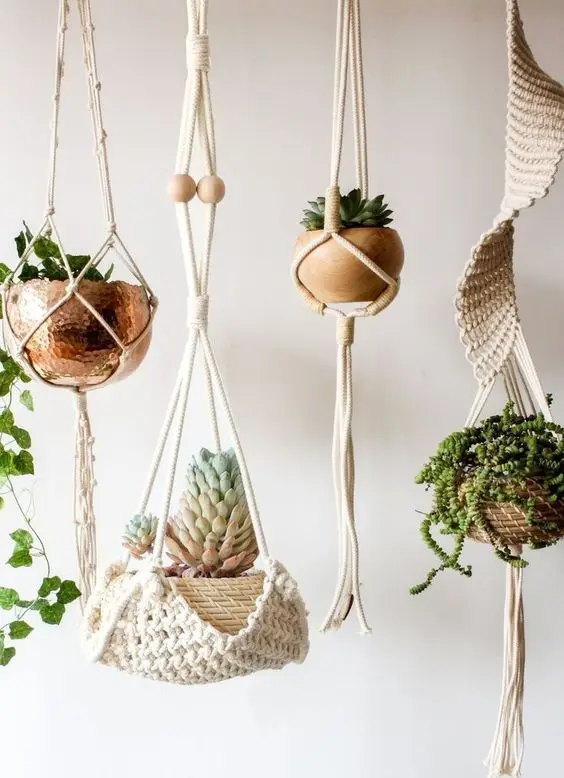 

Hand-woven Flower Pot Net Pocket Wall Hanging Rope Flower Pot Hanging Basket Hand-woven Gardening Plant Fower Pot Net Pocket