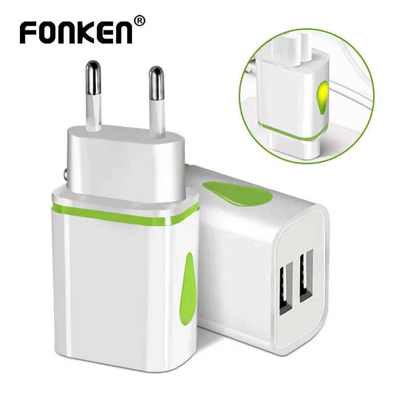 

2 USB Charger Adapter Wall Charger EU Mobile Phone Charge Charger Water Drop LED Charger For Samsung Tablet Notebook