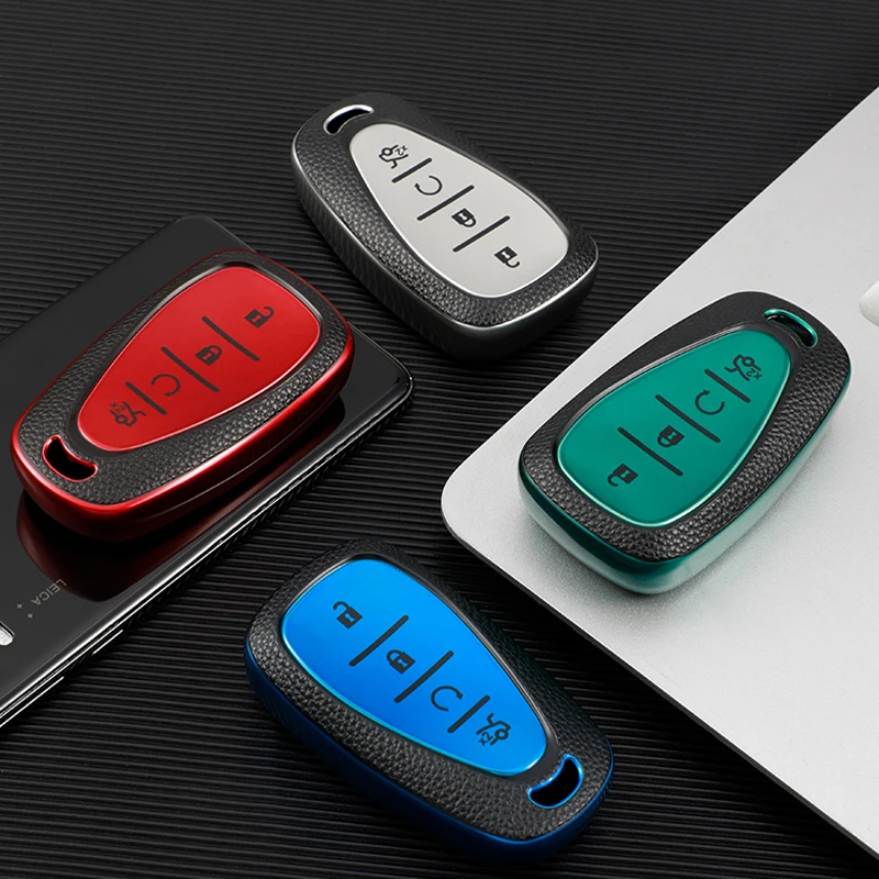

TPU Leather Car Key Case Cover Shell Bag Holder Keychain for Chevrolet Cruze Spark Camaro Volt Bolt Trax Malibu Protector