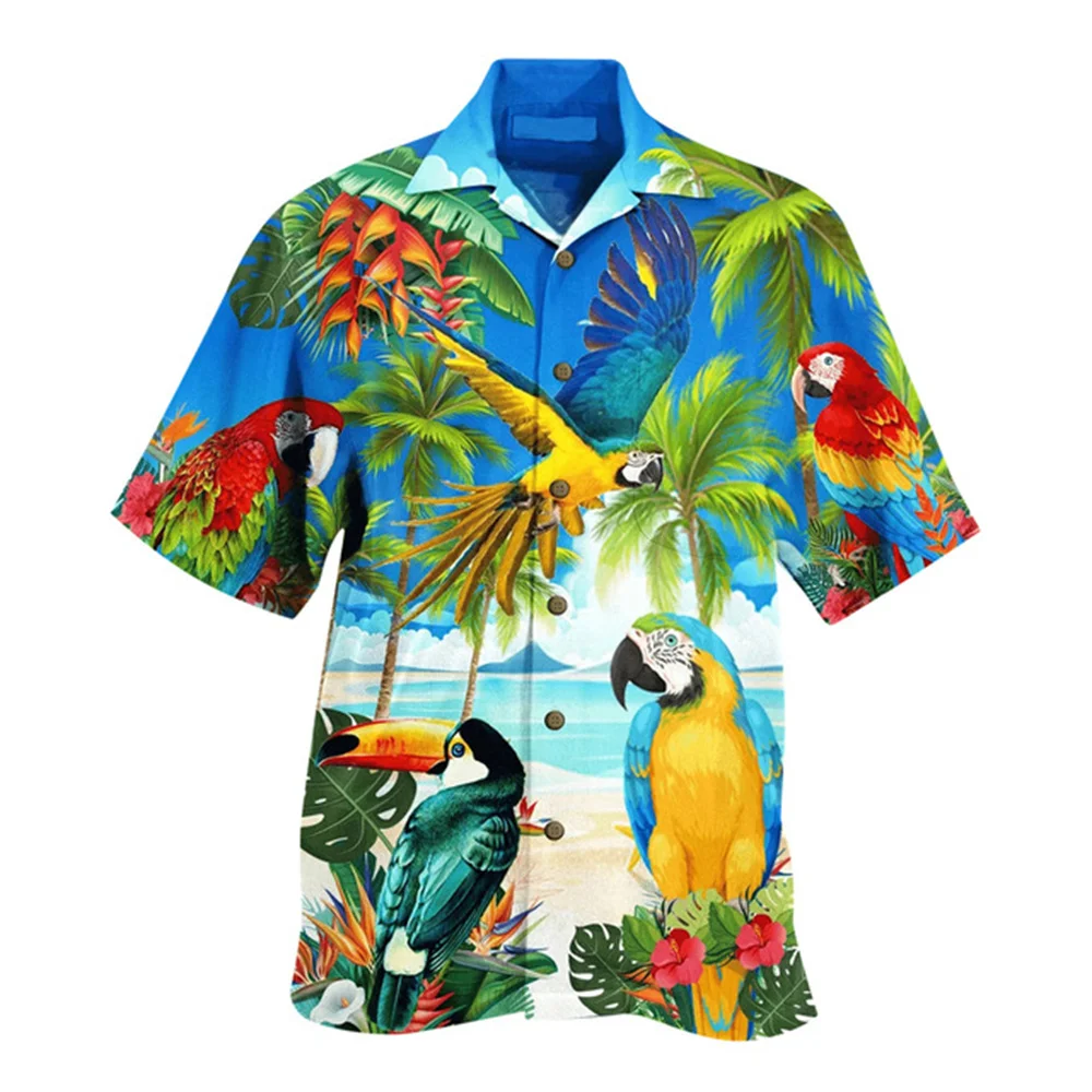 

Hawaiian Men's Shirt, Casual Shirt with 3d printing, baggy top for the Beach, coconut print, Summer fashion, 2023