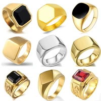 biker punk style rings for men width signet square finger fashion brand jewelry accessories whole sale